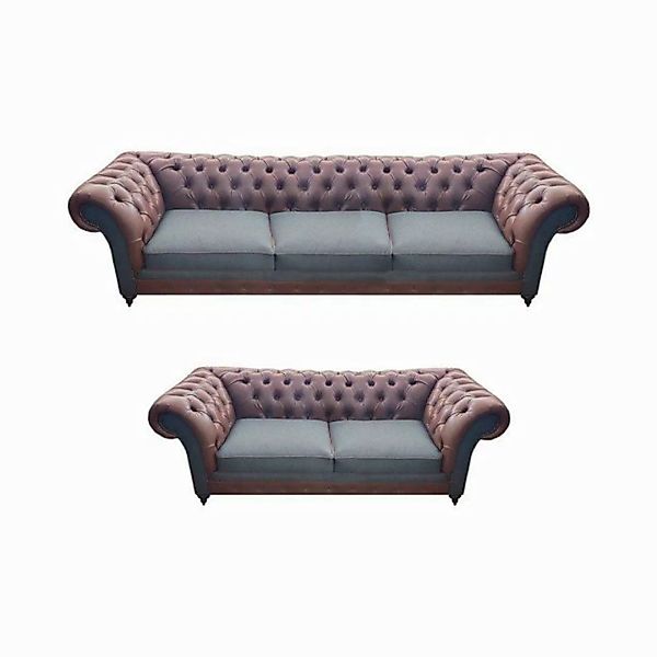 JVmoebel Chesterfield-Sofa Wohnzimmer 2x Sofas Komplett Couchen Designer Le günstig online kaufen