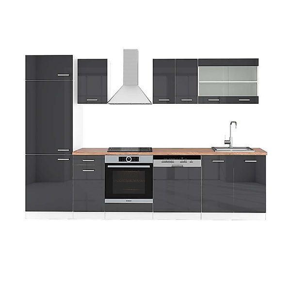 Vicco Küchenzeile R-Line, Anthrazit Hochglanz/Weiß, 300 günstig online kaufen