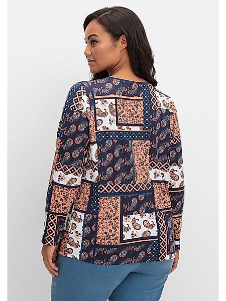 Sheego Langarmshirt "Große Größen", im Patchwork-Mustermix günstig online kaufen