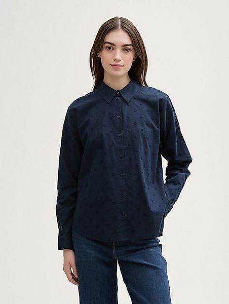 TOM TAILOR Denim Langarmbluse Hemdbluse mit gepunkteter Struktur günstig online kaufen