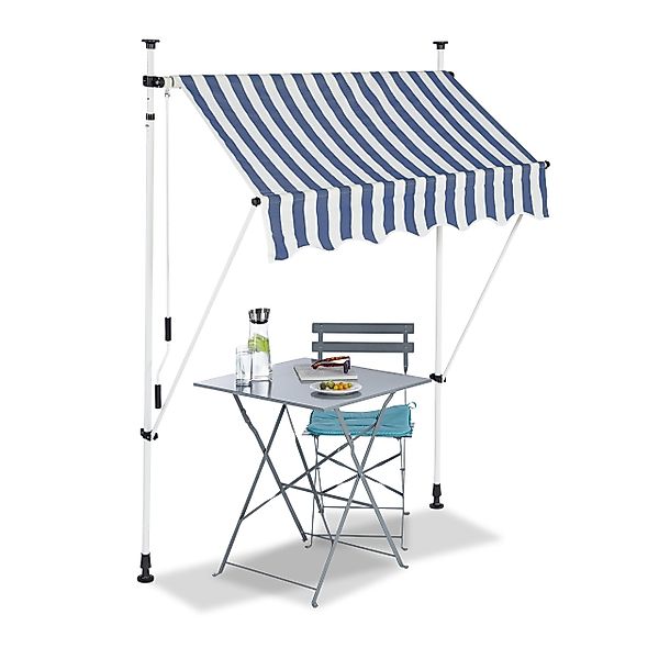 relaxdays Klemmmarkise blau weiß 150 x günstig online kaufen