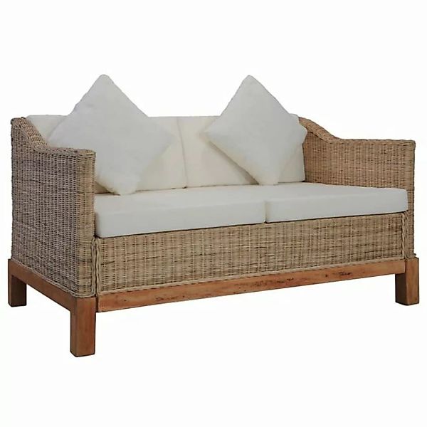 vidaXL Sofa 2-Sitzer-Sofa mit Kissen Natürliches Rattan günstig online kaufen