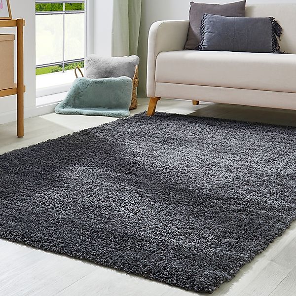 OTTO home Hochflor-Teppich "Canberra" rechteckig 40 mm Höhe Uni Farben, wei günstig online kaufen