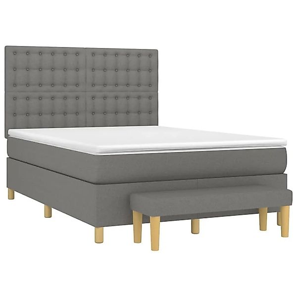 vidaXL Boxspringbett mit Matratze Dunkelgrau 140x190 cm Stoff 3137470 günstig online kaufen