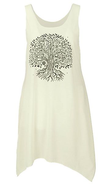Guru-Shop Midikleid Minikleid mit Ethnodruck - creme Tree of life alternati günstig online kaufen