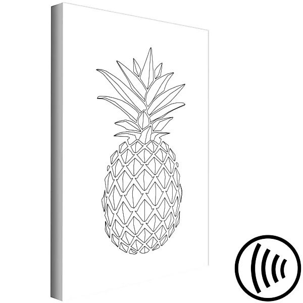 Wandbild Schwarze Umrisse der Ananas - eine minimalistische Zeichnung XXL günstig online kaufen