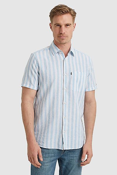 Vanguard Short Sleeve Hemd Leinen Streifen Hellblau - Größe M günstig online kaufen