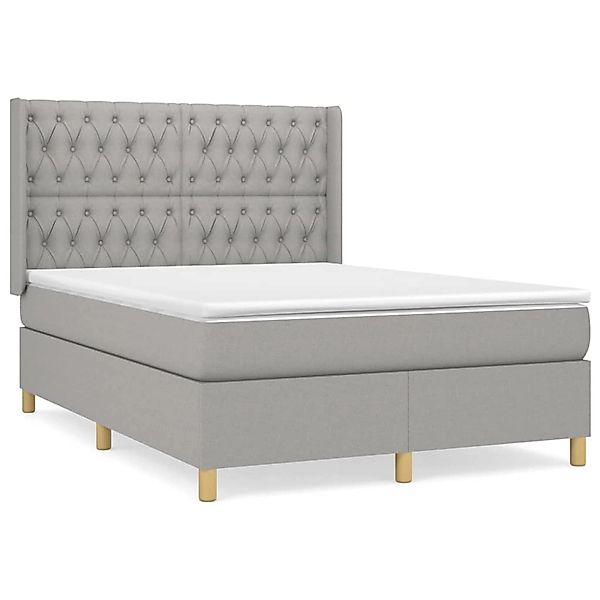 vidaXL Boxspringbett mit Matratze Hellgrau 140x190 cm Stoff 3132225 günstig online kaufen