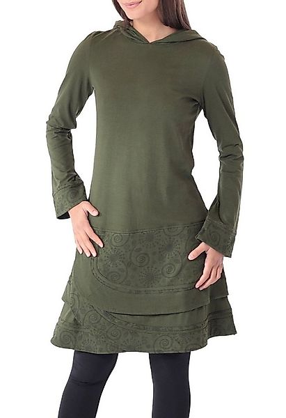 PUREWONDER Sweatkleid Elfenkleid aus Baumwolle mit Zipfelkapuze Nr. 186 Grü günstig online kaufen