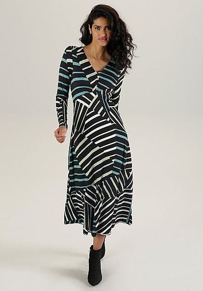 Aniston SELECTED Midikleid mit Smok-Details und Streifendruck günstig online kaufen