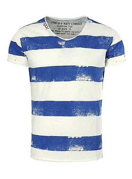 Key Largo T-Shirt Airflight vintage Look MT00238 V-Auschnitt gestreift kurz günstig online kaufen