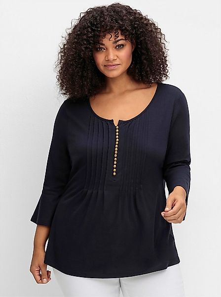 sheego by Joe Browns T-Shirt 3/4-Arm-Shirt . mit Biesen und Volant-Ärmeln günstig online kaufen