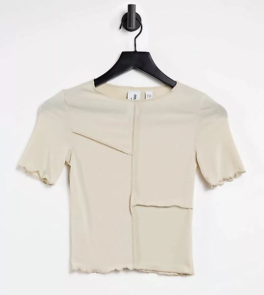 COLLUSION – Kurz geschnittenes T-Shirt mit Ziernaht in Hellbeige-Neutral günstig online kaufen