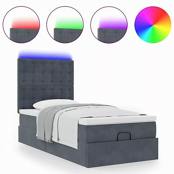 vidaXL Bett Ottoman-Bett mit Matratzen & LEDs Dunkelgrau 90x190 cm Samt günstig online kaufen