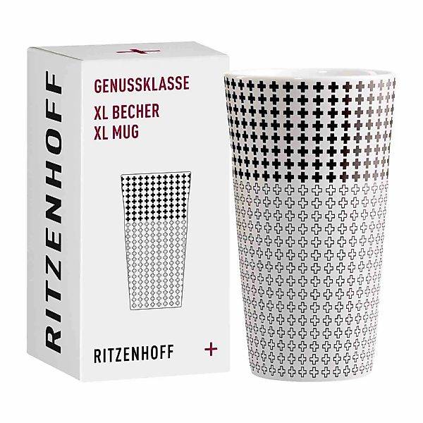 Ritzenhoff Becher "Kaffeebecher XL Genussklasse 525 ml schwarz-weiß" günstig online kaufen