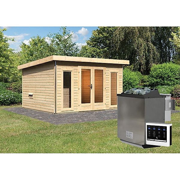 Karibu Saunahaus Magnus 2 Naturbelassen mit Ofen 9 kW Bio Ext. Strg. günstig online kaufen