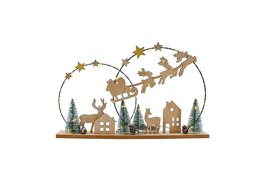 Spetebo Dekoobjekt LED Deko Aufsteller aus Holz mit Weihnachts Motiv (Packu günstig online kaufen