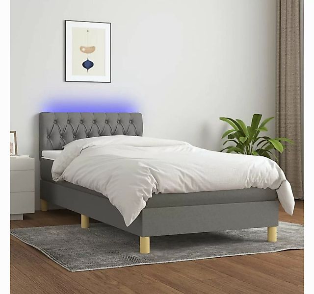 vidaXL Boxspringbett Boxspringbett mit Matratze LED Dunkelgrau 100x200 cm S günstig online kaufen