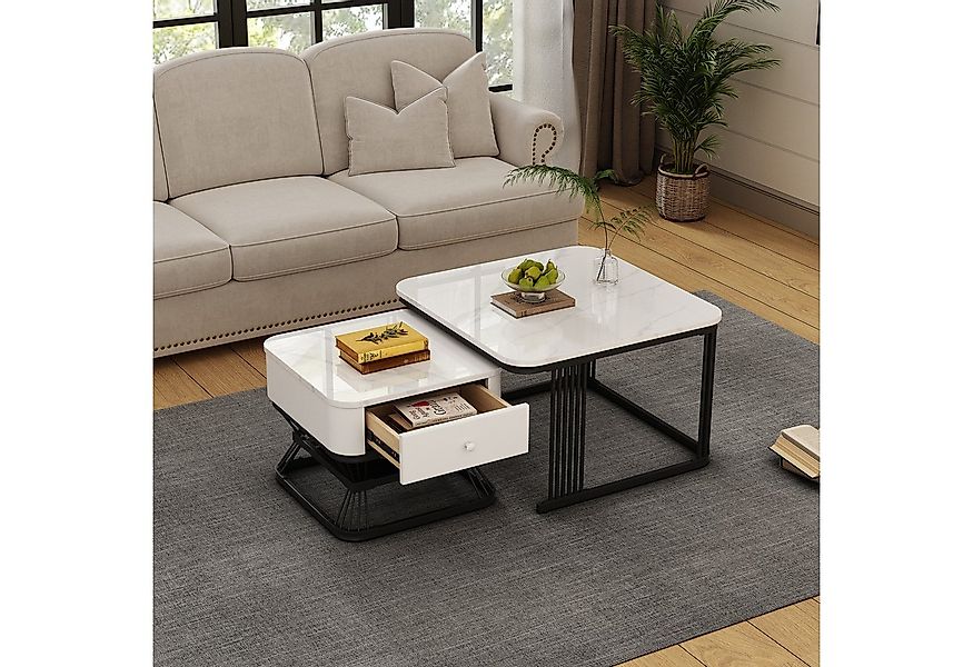 OKWISH Couchtisch 2-teiliges Set (Set, 1-St., Wohnzimmertisch-Set mit 1 Sch günstig online kaufen