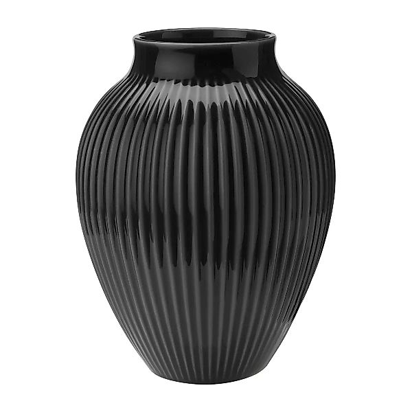 Knabstrup Vase geriffelt 20cm Schwarz günstig online kaufen
