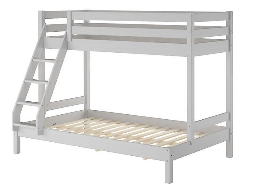 ERST-HOLZ Etagenbett Hellgraues Stockbett 90 x 200 / 140 x 200 für Erwachse günstig online kaufen