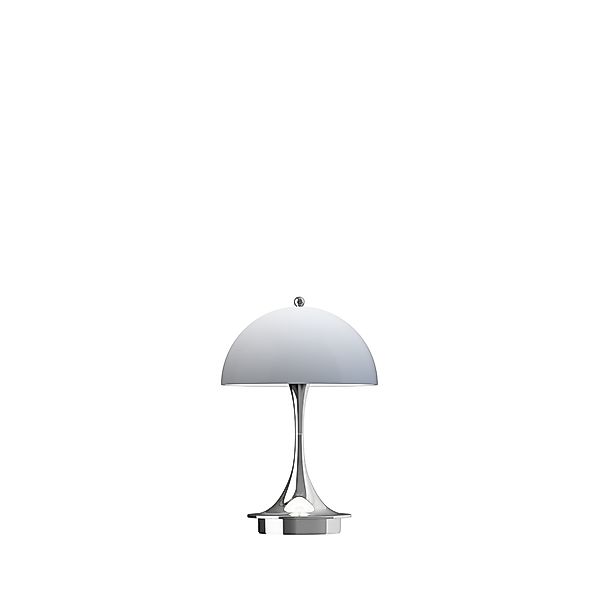 Panthella 160 tragbare Tischleuchte Chrom Opal Blau/Grau günstig online kaufen