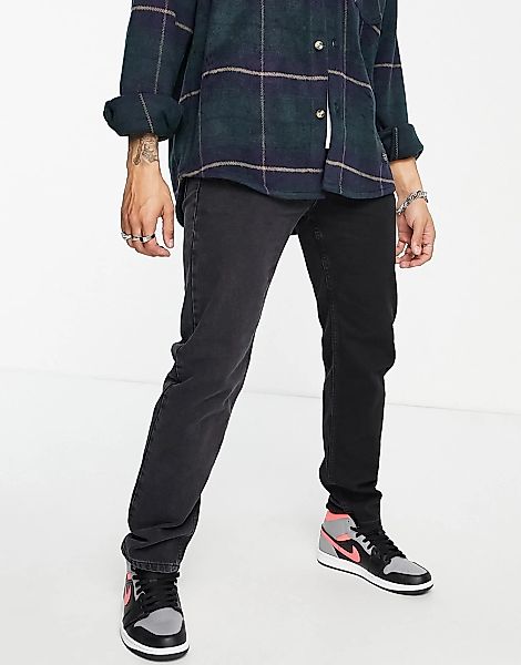 Topman – Straight Jeans in Schwarz mit geteiltem Design günstig online kaufen