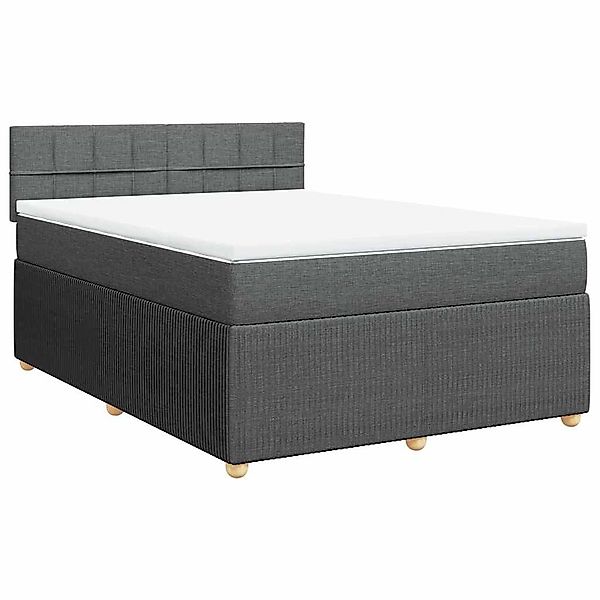vidaXL Bett Boxspringbett mit Matratze Dunkelgrau günstig online kaufen