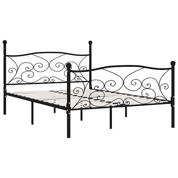 Bettgestell Mit Lattenrost Schwarz Metall 200 × 200 Cm günstig online kaufen