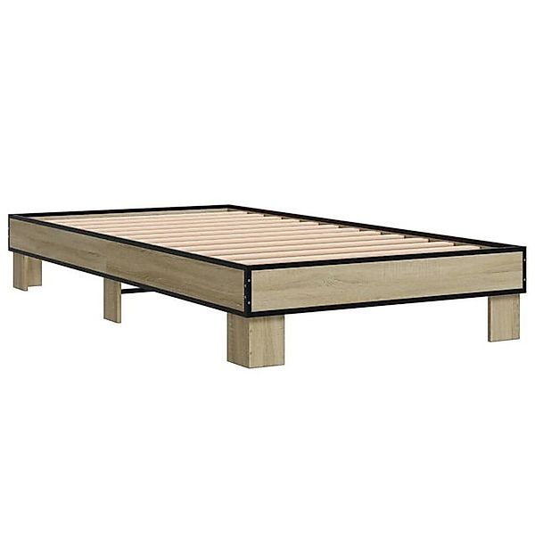 vidaXL Bett Bettgestell Sonoma-Eiche 90x190 cm Holzwerkstoff und Metall günstig online kaufen