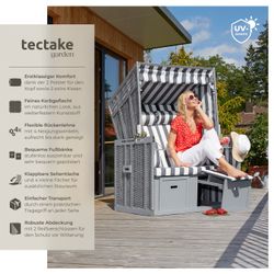 tectake Strandkorb 2-Sitzer mit Polster, verstellbar, günstig online kaufen