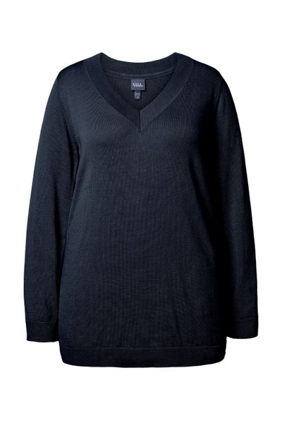 Ulla Popken Strickpullover Pullover V-Ausschnitt Langarm günstig online kaufen