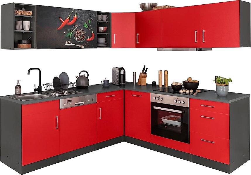 HELD MÖBEL Winkelküche "Paris", mit E-Geräten, Stellbreite 220/220 cm günstig online kaufen