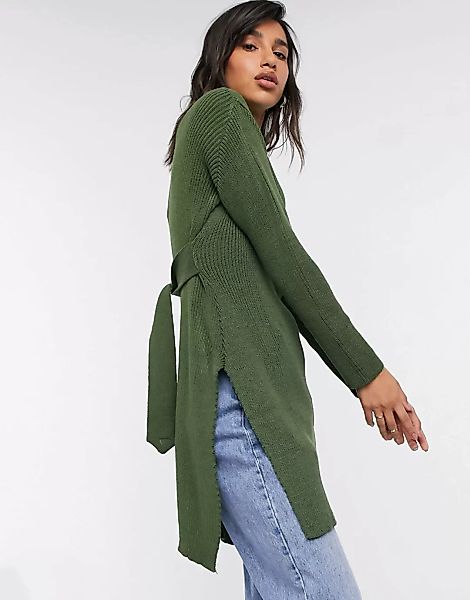 Unique21 – Mini-Pulloverkleid mit Rollkragen in Khaki-Grün günstig online kaufen