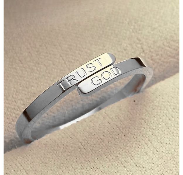 XCOAST Ring mit Gravur TRUST GOD Ring aus Edelstahl – silber & verstellbar günstig online kaufen
