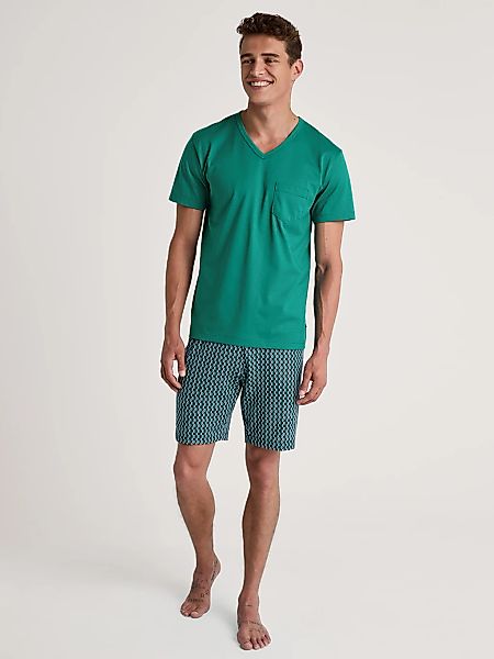 CALIDA Shorty "Relax Imprint 2" 2 tlg. V-Ausschnitt, Brusttasche, Kurzarm, günstig online kaufen