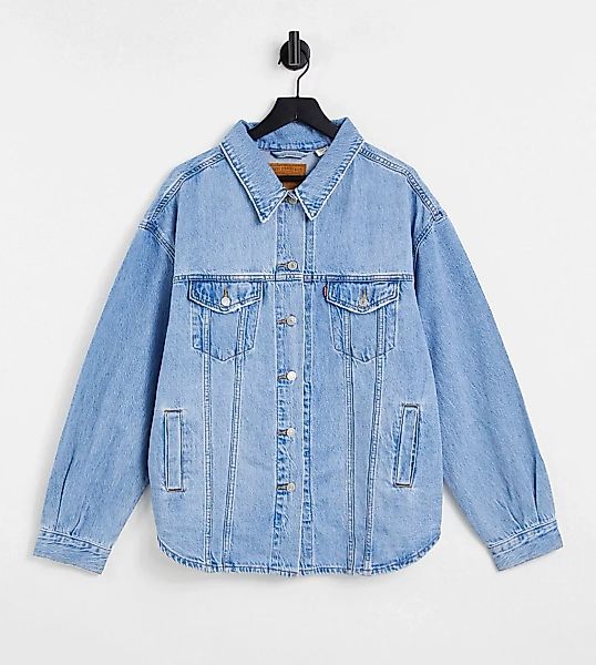 Levi's Plus – Jeans-Hemdjacke in verwaschenem Mittelblau günstig online kaufen