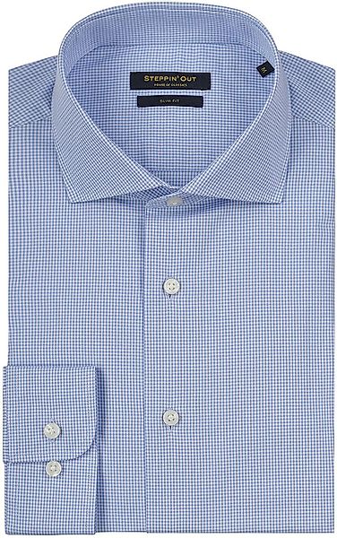 Steppin' Out Hemd Slim-Fit Karos Hellblau - Größe L günstig online kaufen