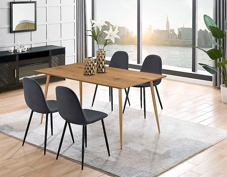 Leonique Essgruppe "Eadwine, TOPSELLER Tisch plus 4 Stühle, Sitzgruppe" Set günstig online kaufen