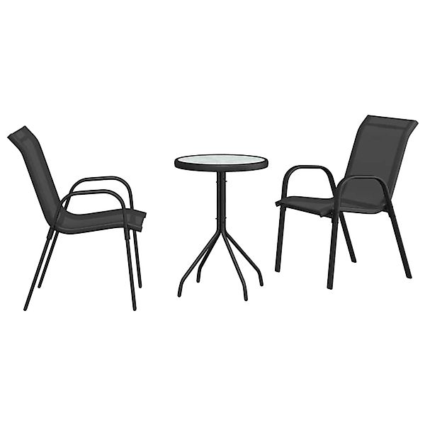vidaXL Garten Bistro Set 3-Tlg Schwarz Stahl 42003978 günstig online kaufen