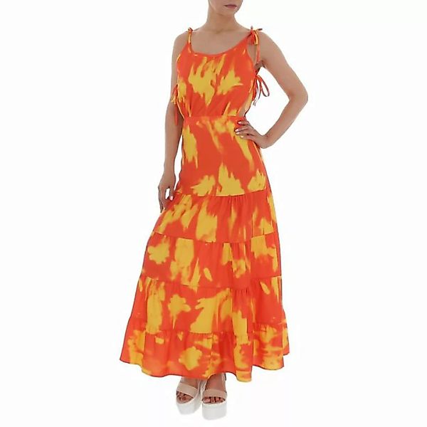 Ital-Design Sommerkleid Damen Freizeit Stufenkleid Volants Batik Maxikleid günstig online kaufen