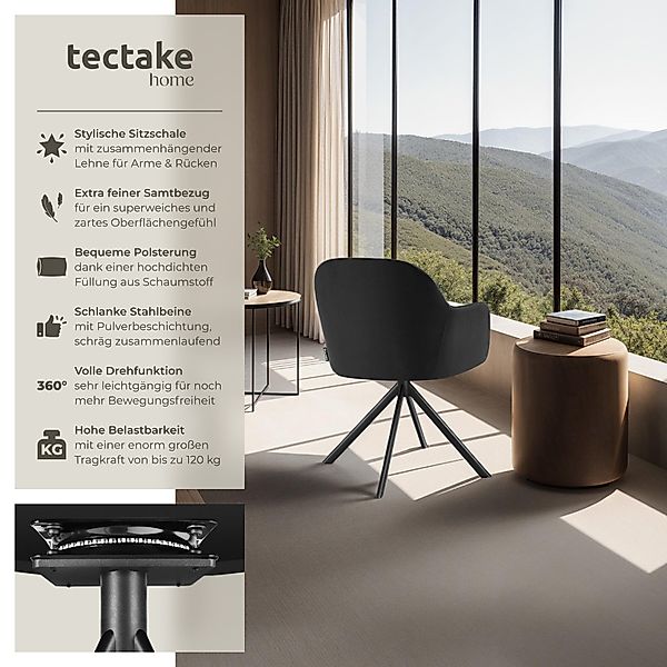 tectake Esszimmerstuhl Samt-Drehstuhl (Set, 6 St), günstig online kaufen