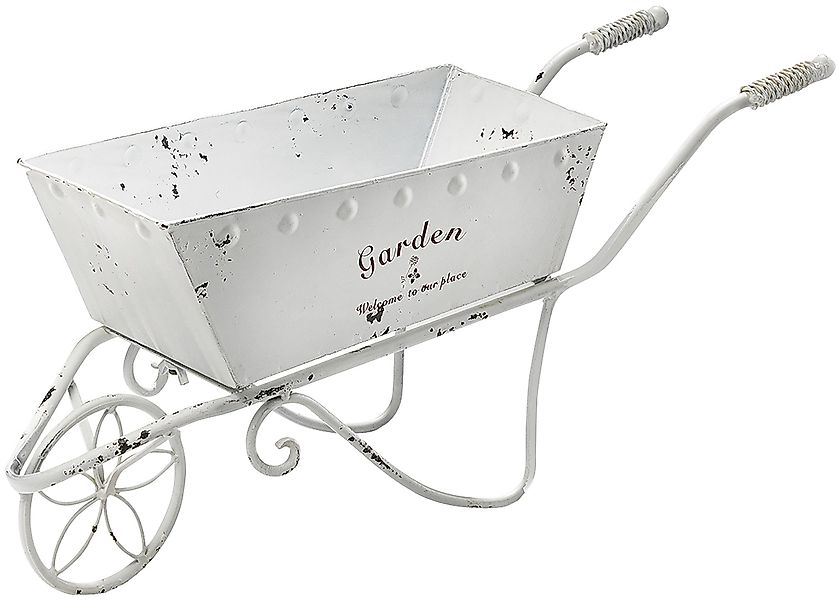 Kobolo Blumentopf Pflanzgefäß Schubkarre Metall weiß günstig online kaufen