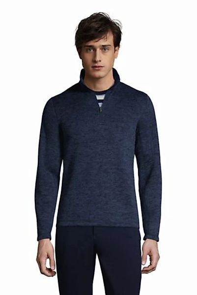 Strickfleece-Pullover mit Troyer-Kragen, Herren, Größe: XXL Normal, Blau, b günstig online kaufen