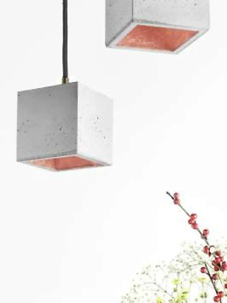 Moderne Hängelampe Kupfer Beton quadratisch B:10cm günstig online kaufen