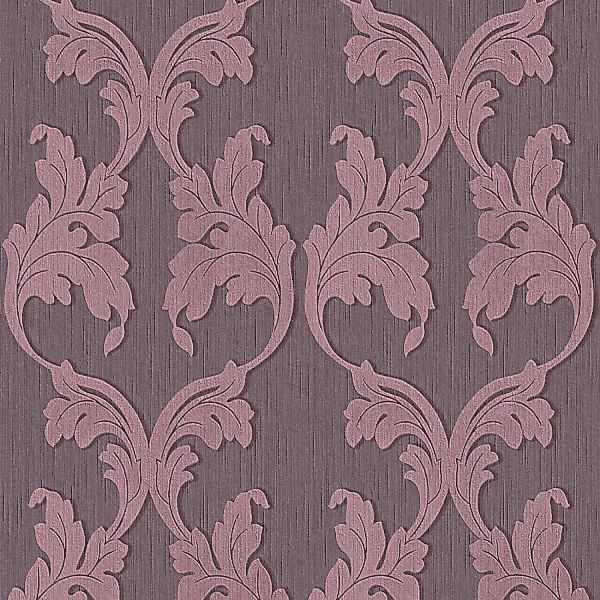 Bricoflor Lila Textiltapete mit Blätter Design Ornament Vliestapete in Viol günstig online kaufen