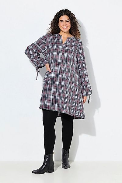 Ulla Popken Midikleid Tunika-Kleid Karo Glitter Tunika-Ausschnitt günstig online kaufen