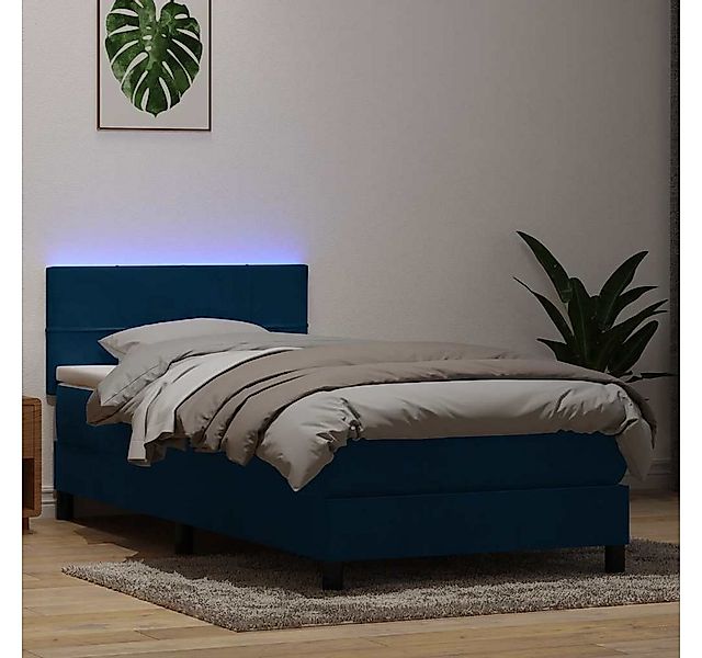 vidaXL Boxspringbett, Boxspringbett mit Matratze Dunkelblau 80x220 cm Samt günstig online kaufen