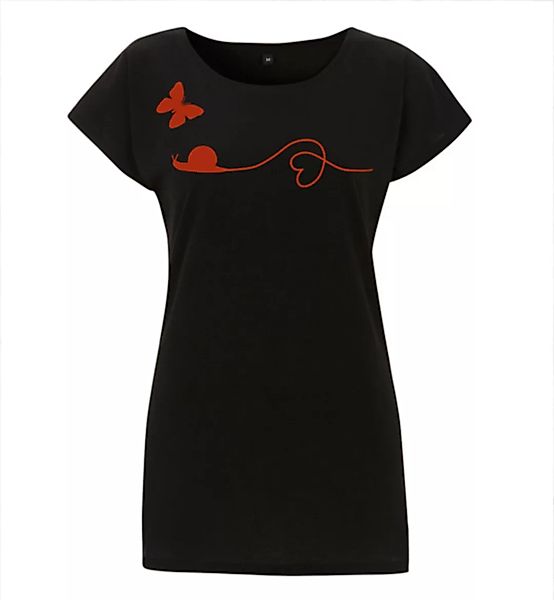 T-shirt Schnecke & Schmetterling In Schwarz & Rot Für Frauen günstig online kaufen