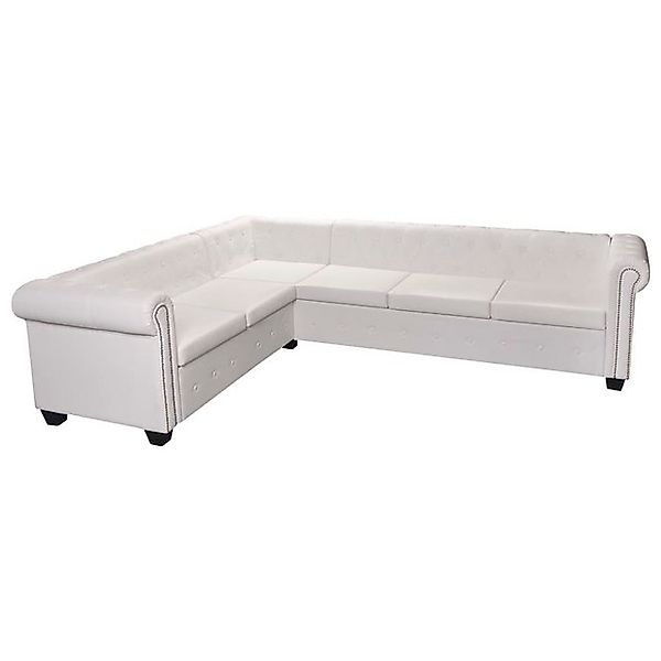 vidaXL Sofa Chesterfield-Ecksofa 6-Sitzer Weiß Kunstleder günstig online kaufen